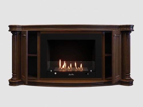 Каминный портал МДФ "Бетховен 1720" с биокамином Lux Fire "Фаер Бокс 3 - 33" (темный орех)